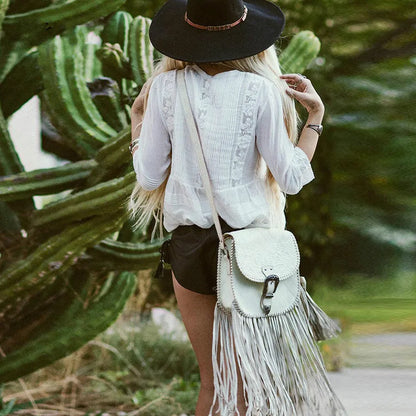 White Floral Lace V-Neck Blouses