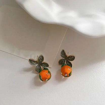 Orange Leaf Earrings