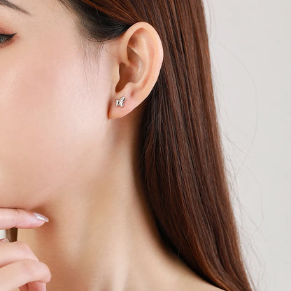 Simple Butterfly 925 Sterling Silver Stud Earrings