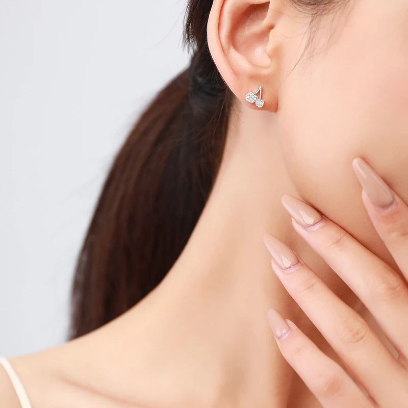 925 Sterling Silver Little Cherry Earrings