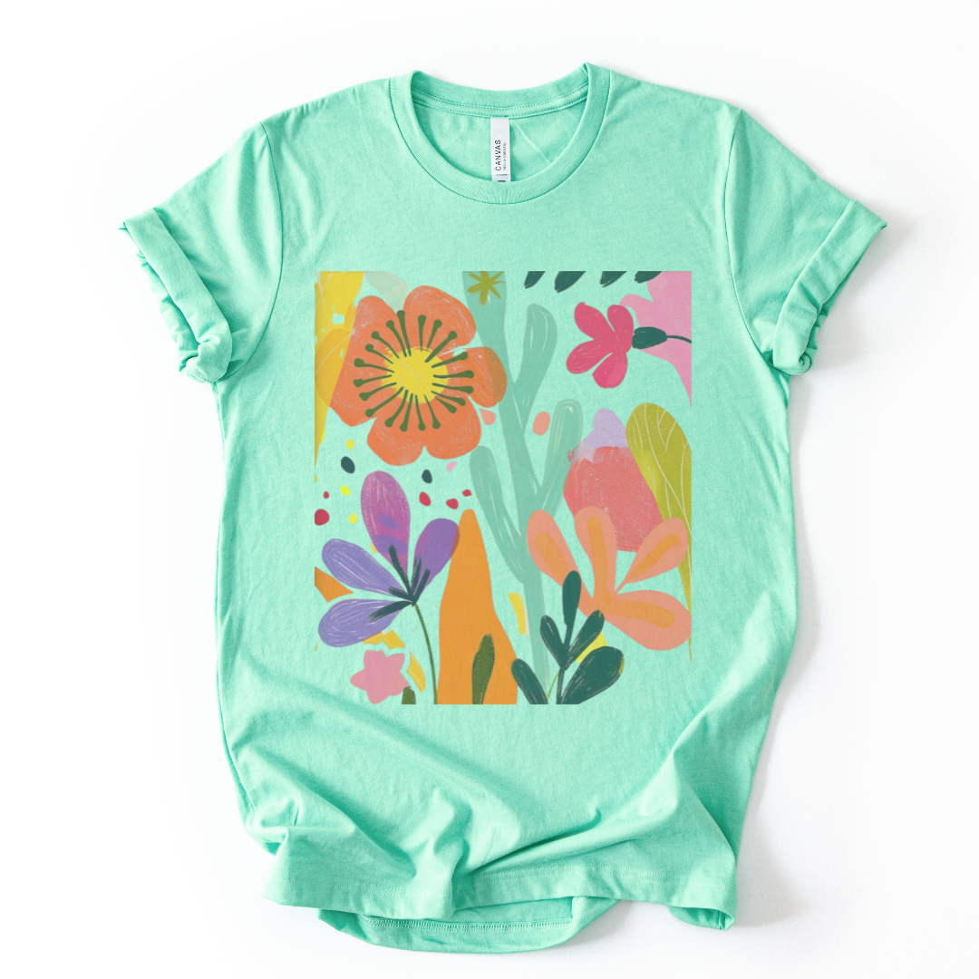 Modern Art Flower Print - Bella Canvas Super Soft T Shirt