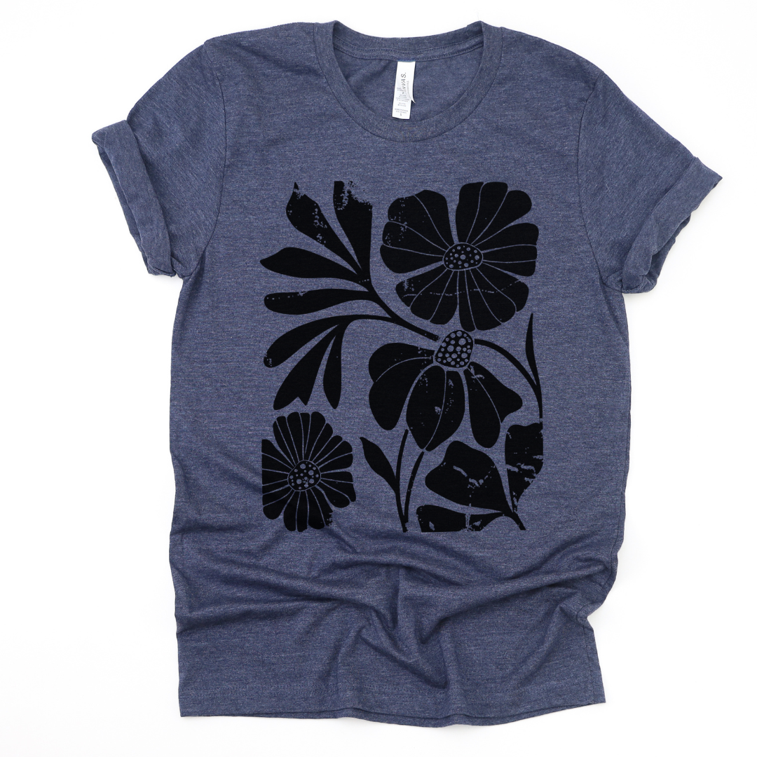 Artistic Boho Floral Print - Bella Canvas Super Soft Fitted T Shirt