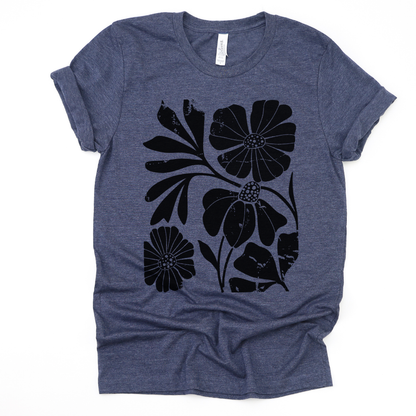 Artistic Boho Floral Print - Bella Canvas Super Soft Fitted T Shirt