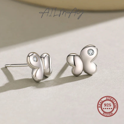 Simple Butterfly 925 Sterling Silver Stud Earrings