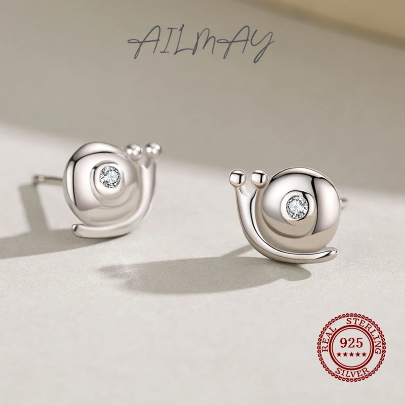 925 Sterling Silver Snail Stud Earrings