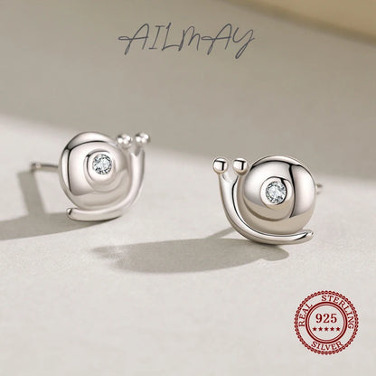 925 Sterling Silver Snail Stud Earrings