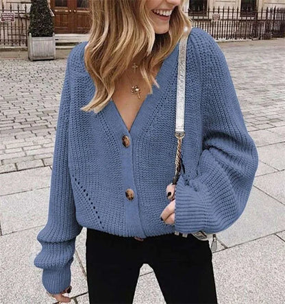 Puffed Long Sleeve Autumn Cardigan