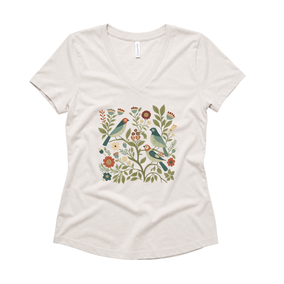 Folk Aviary - Super Soft V Neck