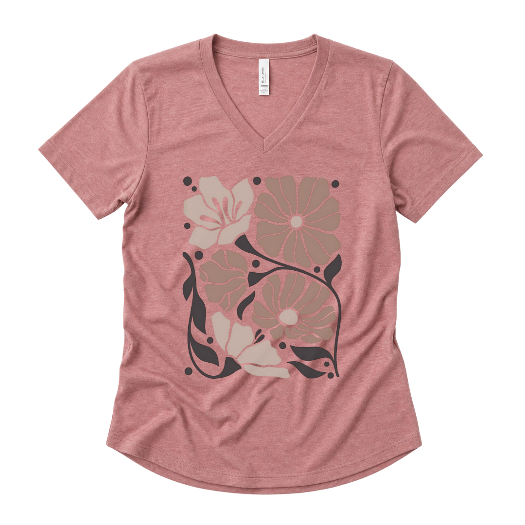 Abstract Floral - Super Soft V Neck