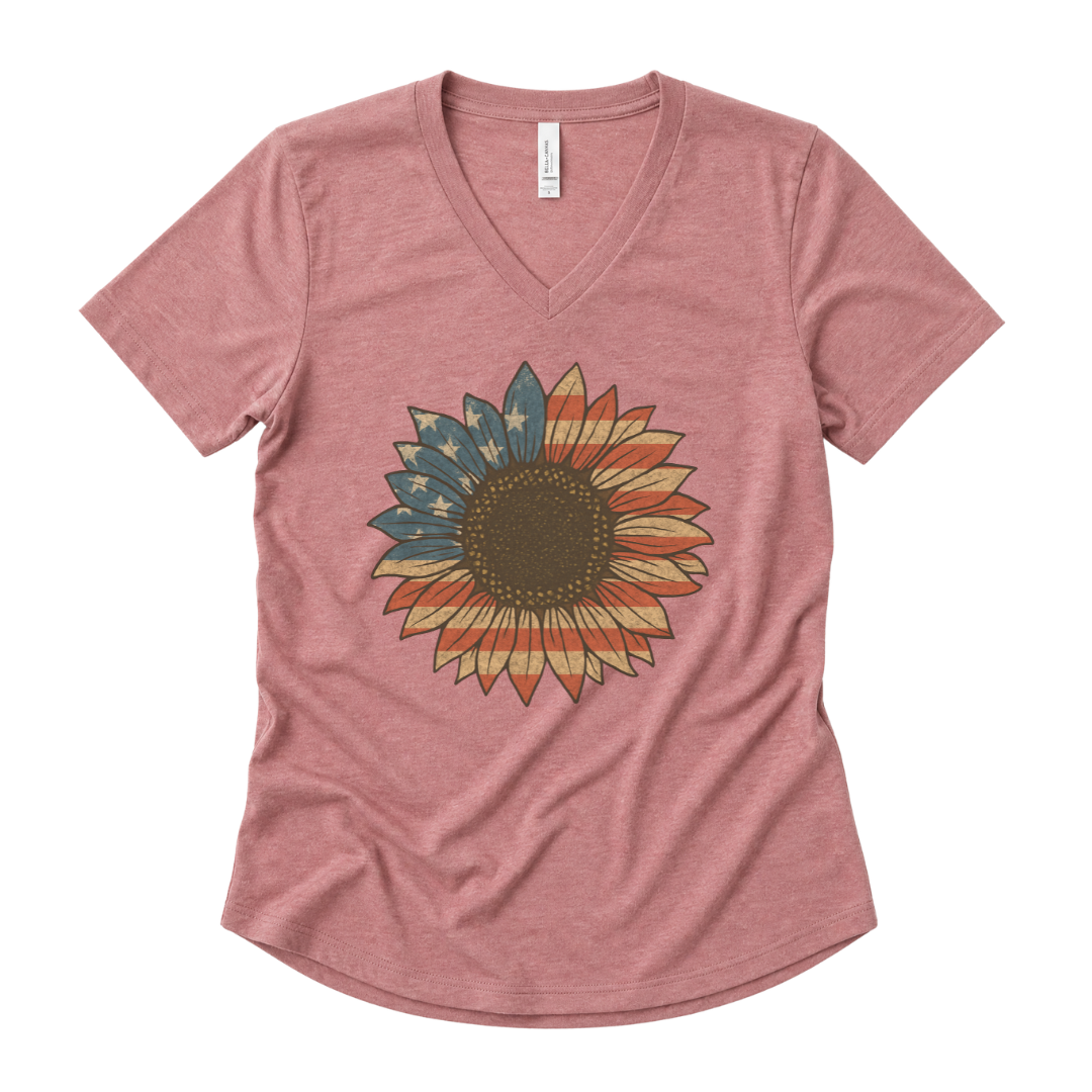 Stars & Stripes Sunflower - Super Soft V Neck