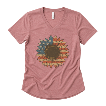 Stars & Stripes Sunflower - Super Soft V Neck