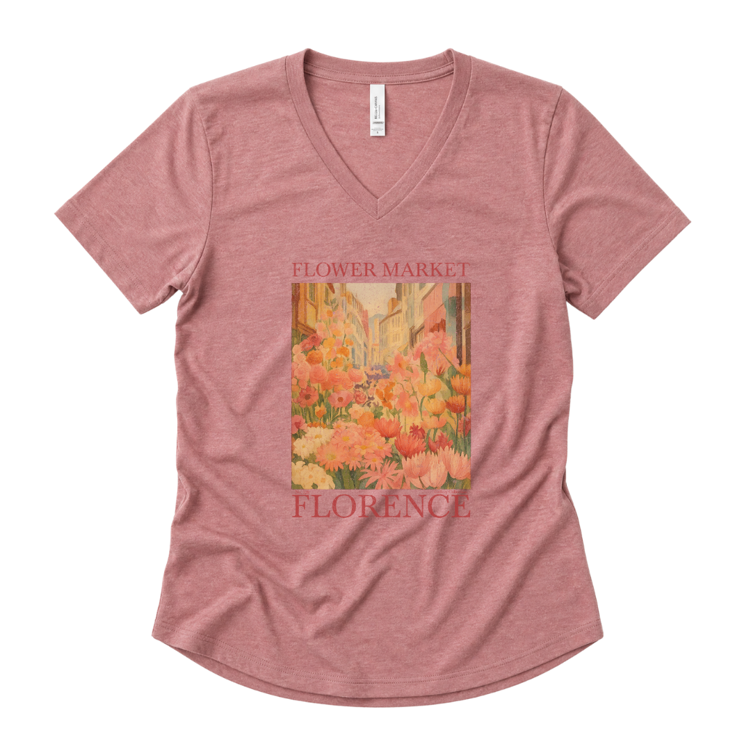 Flower Market, Vintage Distressed Poster - Super Soft V-Neck