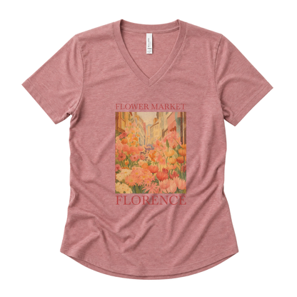 Flower Market, Vintage Distressed Poster - Super Soft V-Neck