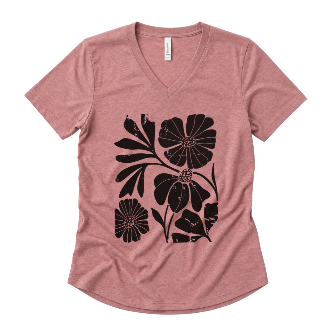 Artistic Boho Floral - Super Soft V Neck