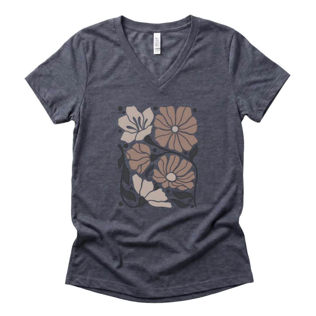 Abstract Floral - Super Soft V Neck