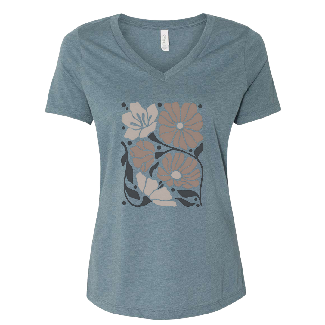 Abstract Floral - Super Soft V Neck