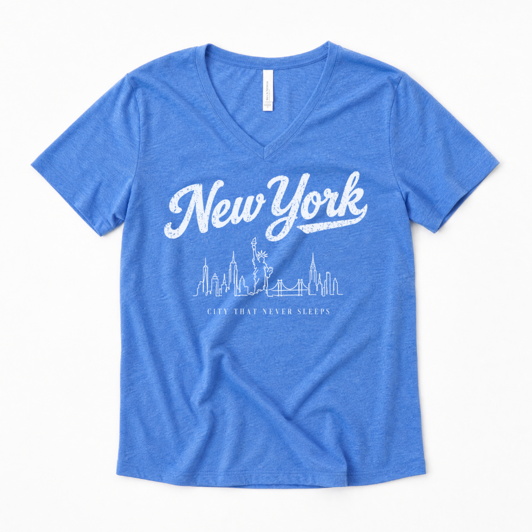 New York Skyline Doodle - Super Soft V Neck