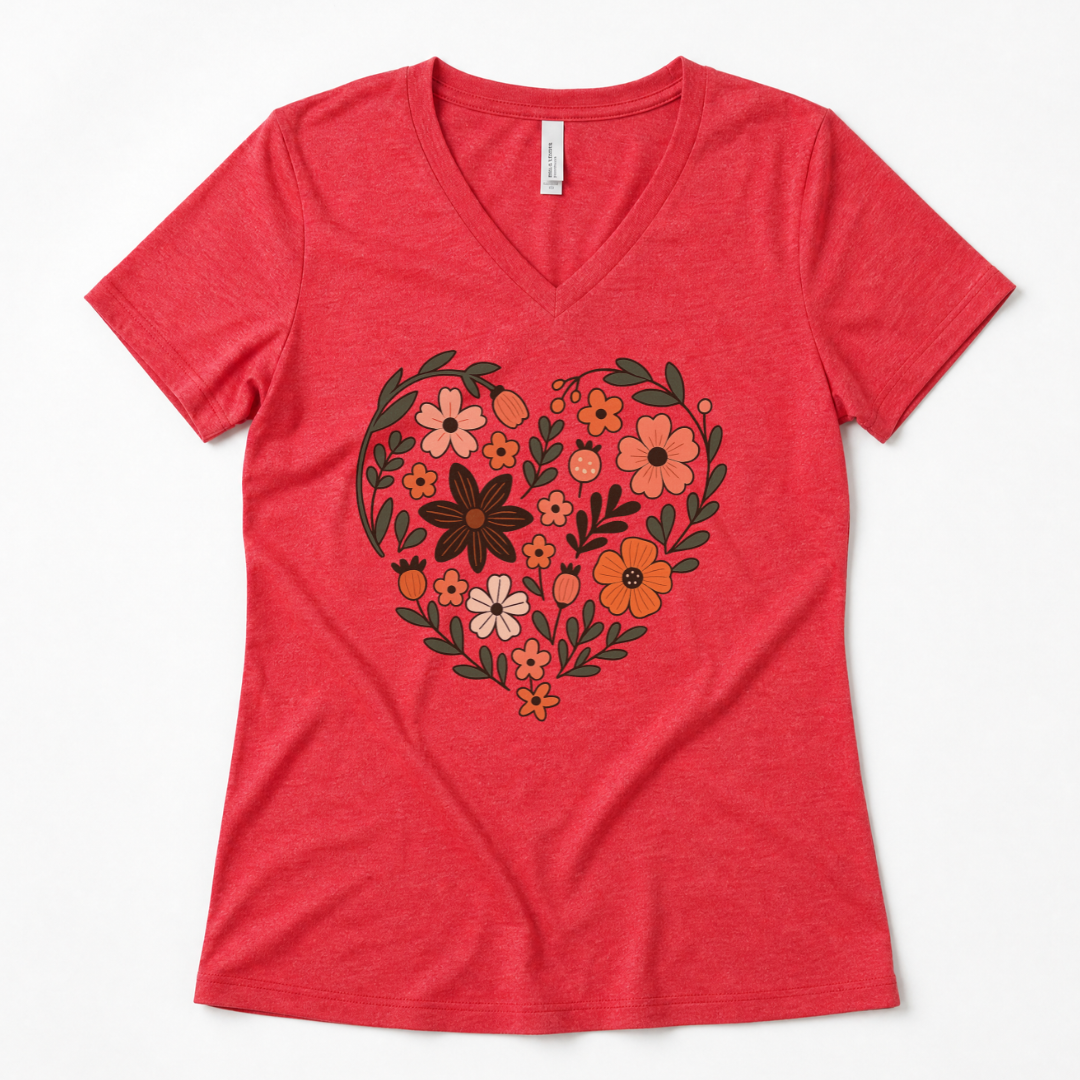 Flower Heart - Super Soft V Neck