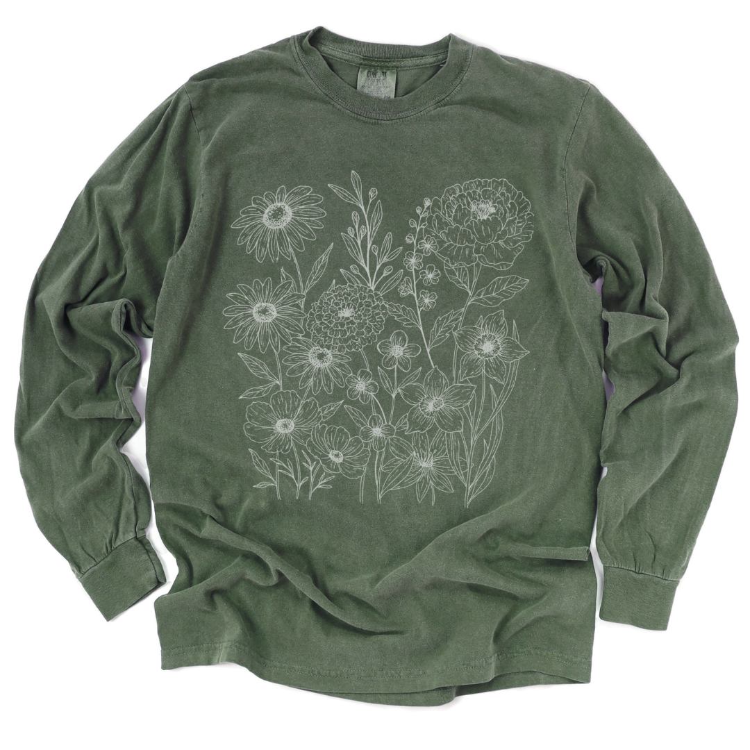 Petal Cartography - Comfort Colors Premium Long Sleeve T Shirt