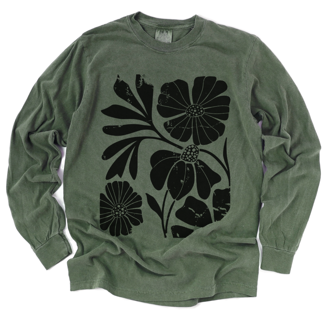 Artistic Boho Floral - Comfort Colors Premium Long Sleeve T Shirt