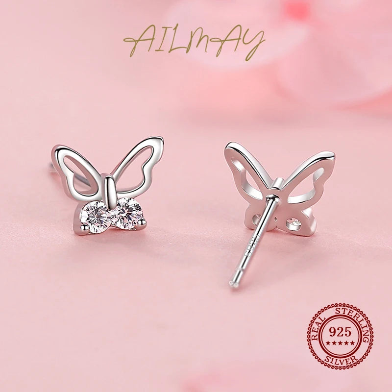 925 Sterling Silver Butterfly Stud Earrings
