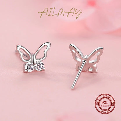 925 Sterling Silver Butterfly Stud Earrings