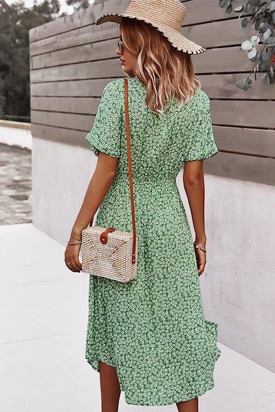 Flutter Sleeve Tie Waist Wrap Dress – Summer Colors