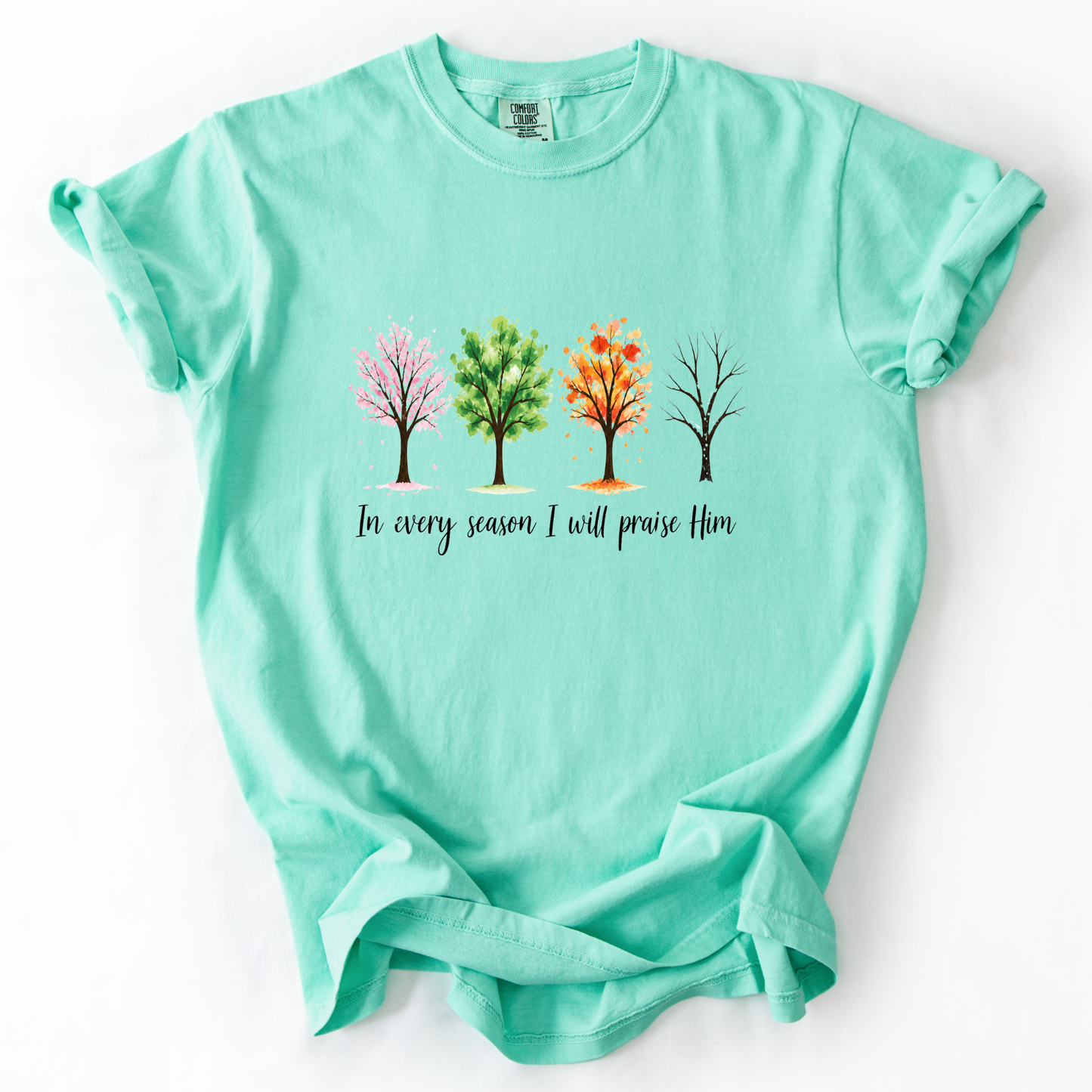 In Every Season I Will Praise Him - Comfort Colors Relaxed Fit Premium T Shirt
