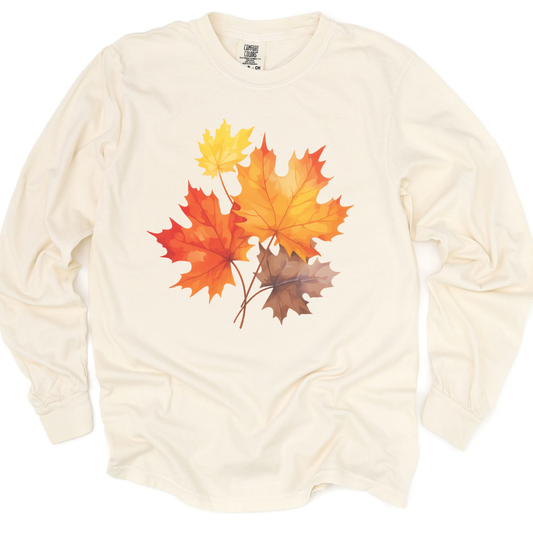Autumn Leaves - Comfort Colors Premium Long Sleeve T Shirt
