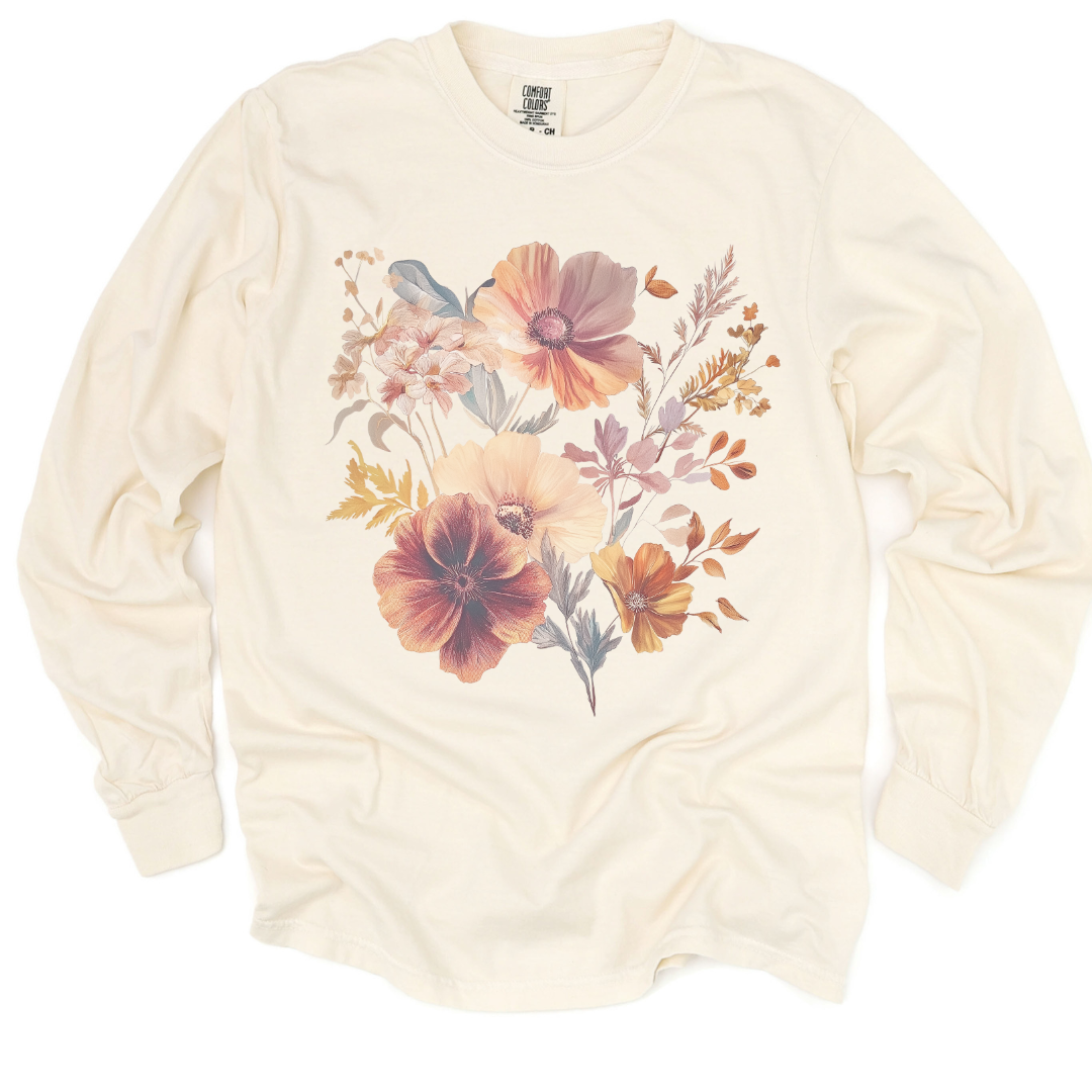Sunset Floral - Comfort Colors Long Sleeve Premium T Shirt