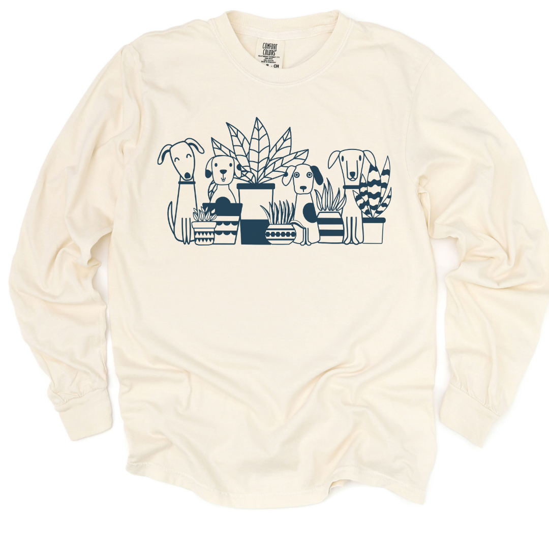 Dogs And Plants - Comfort Colors Long Sleeve Premium T Shirt