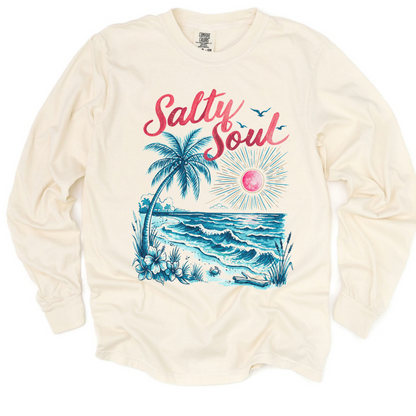 Salty Soul - Comfort Colors Long Sleeve Premium T Shirt