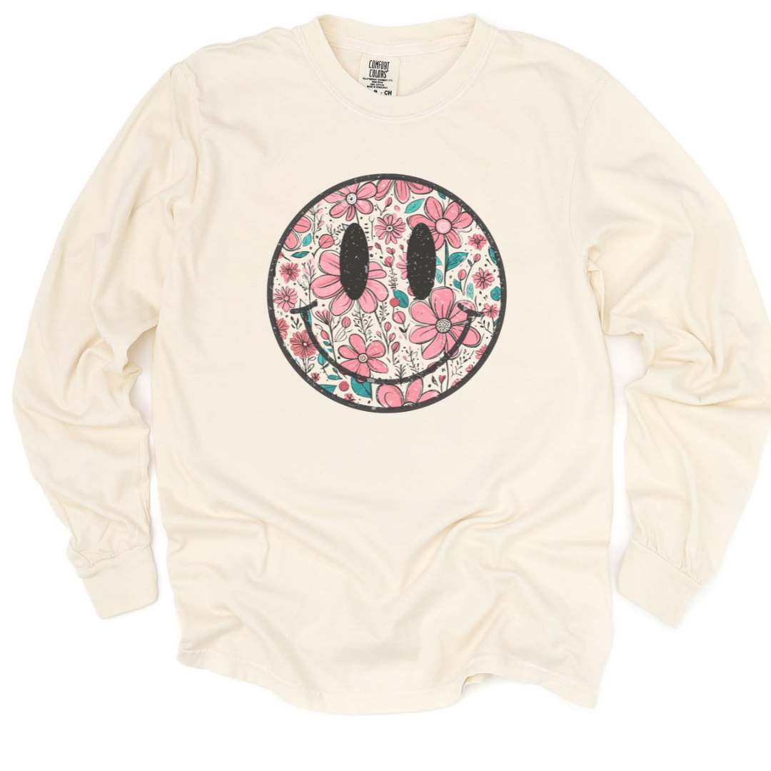 Flower Smile - Comfort Colors Long Sleeve Premium T Shirt