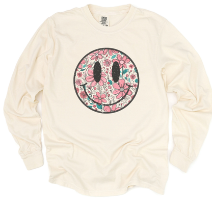 Flower Smile - Comfort Colors Long Sleeve Premium T Shirt