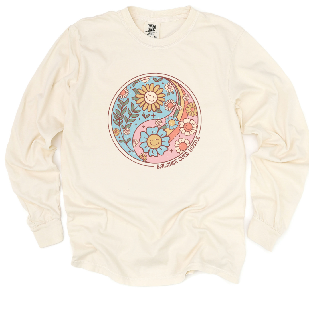 Flowers and Yang - Comfort Colors Long Sleeve Premium T Shirt