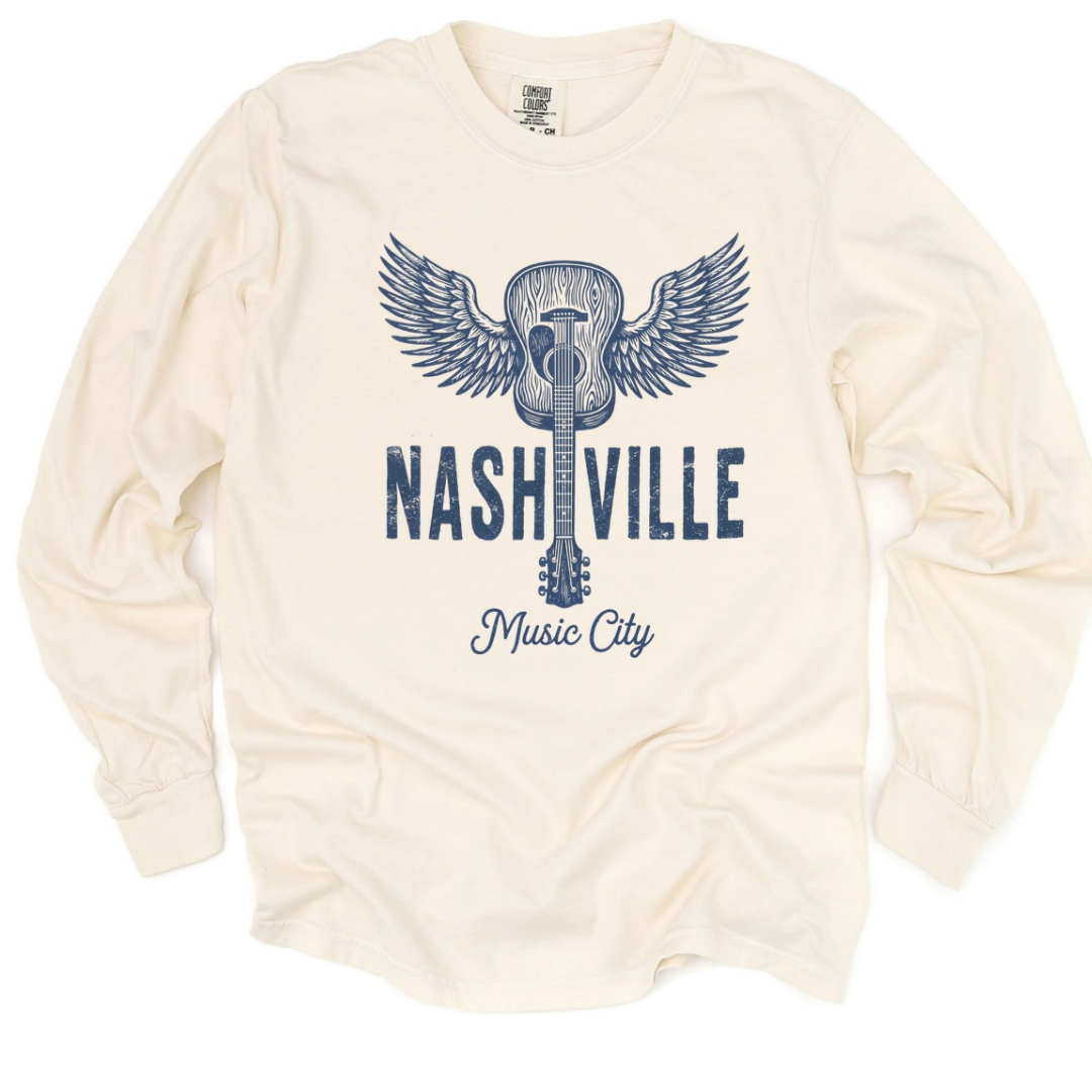Nashville Music City - Comfort Colors Long Sleeve Premium T Shirt