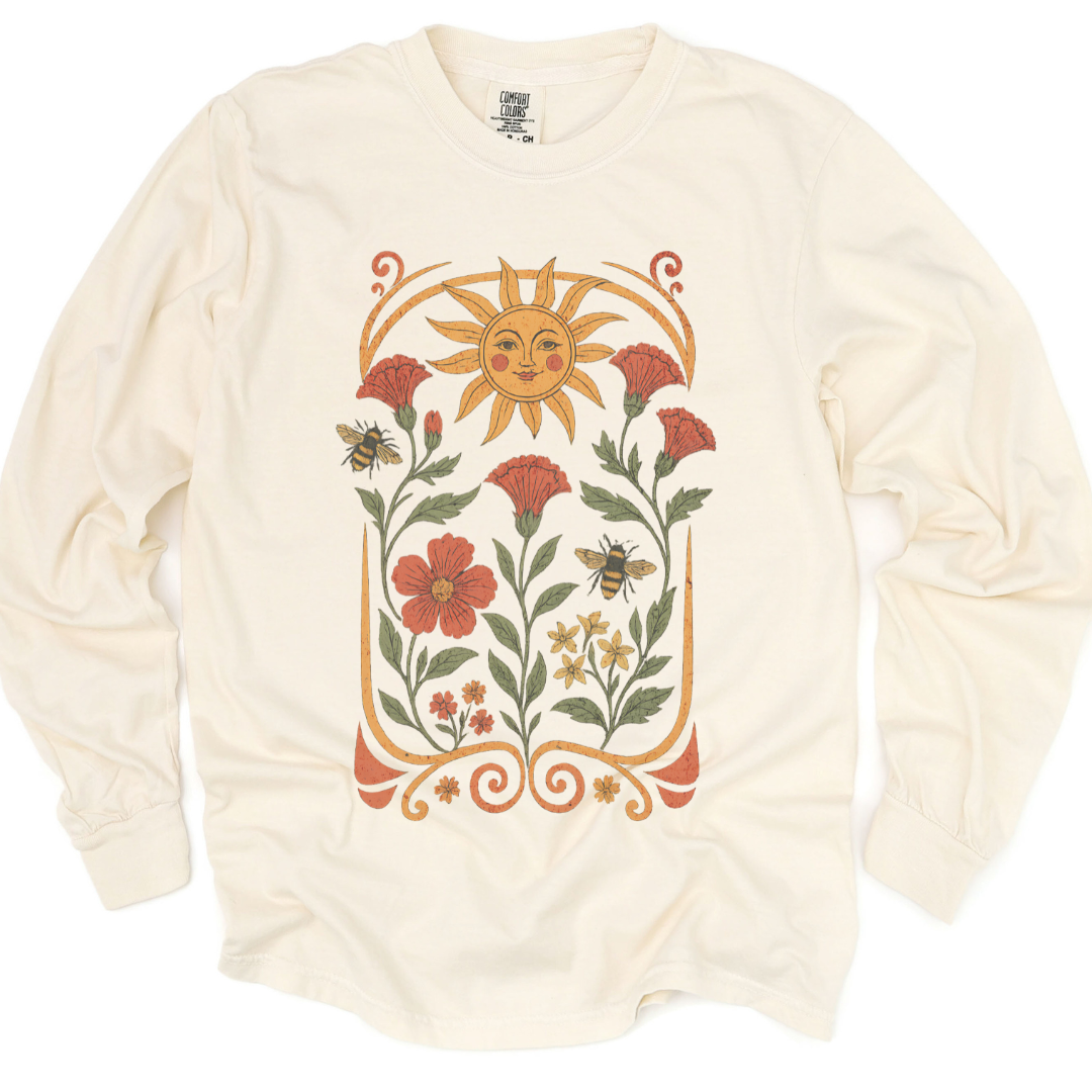 Golden Floral - Comfort Colors Premium Long Sleeve T Shirt