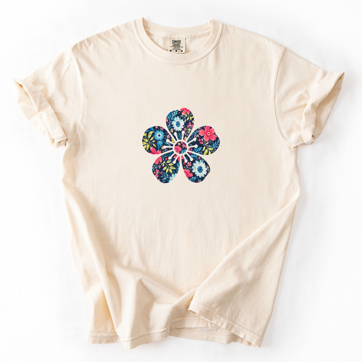 Vibrant Floral Flower Print - Comfort Colors Relaxed Fit Premium T Shirt