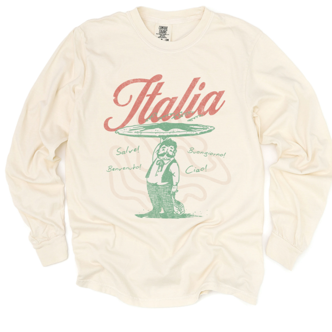 Greetings From Italia - Comfort Colors Long Sleeve Premium T Shirt