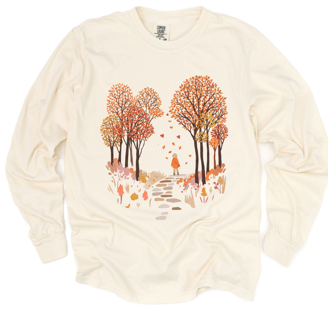 Autumn Walks - Comfort Colors Long Sleeve Premium T Shirt