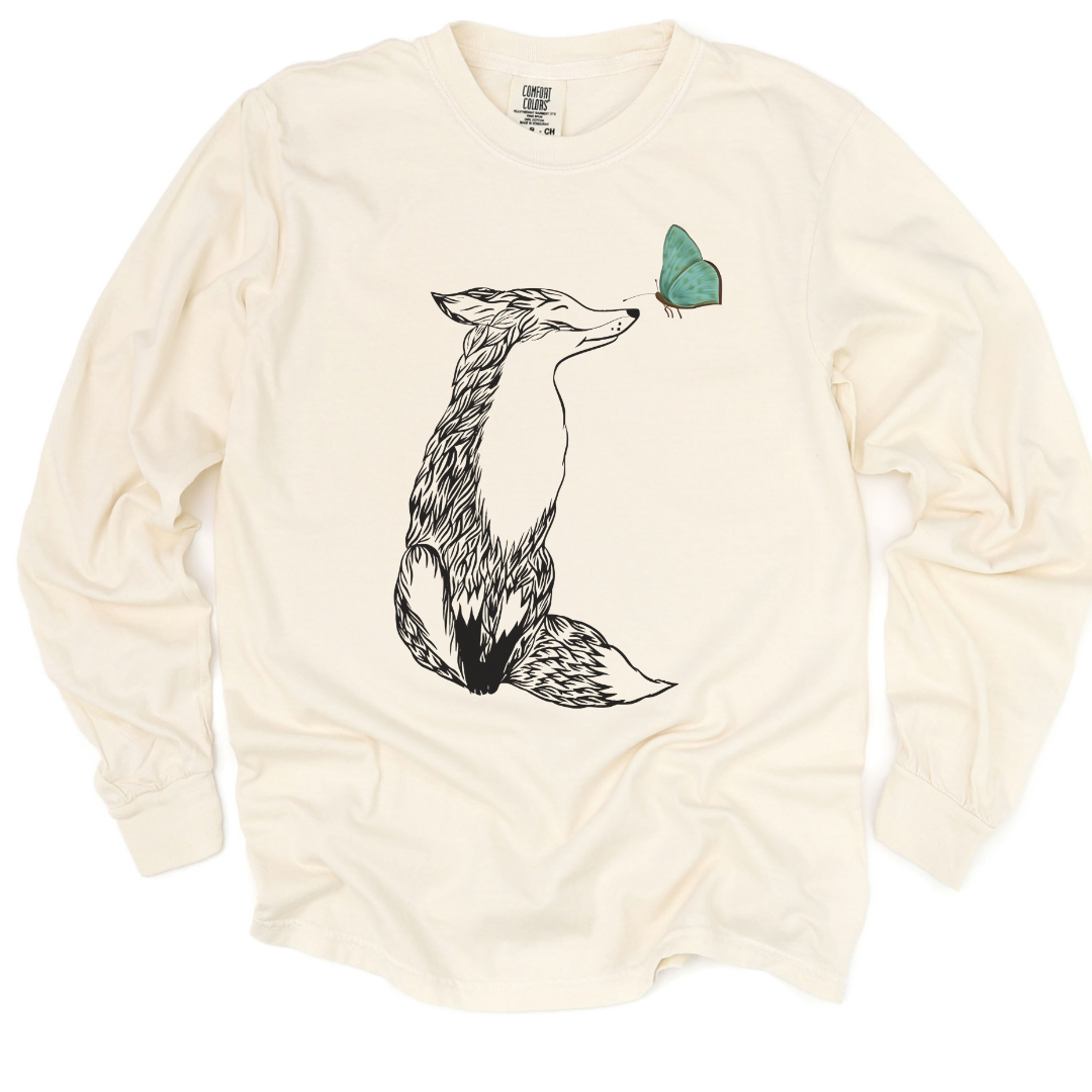 Fox & Butterfly - Comfort Colors Long Sleeve Premium T Shirt