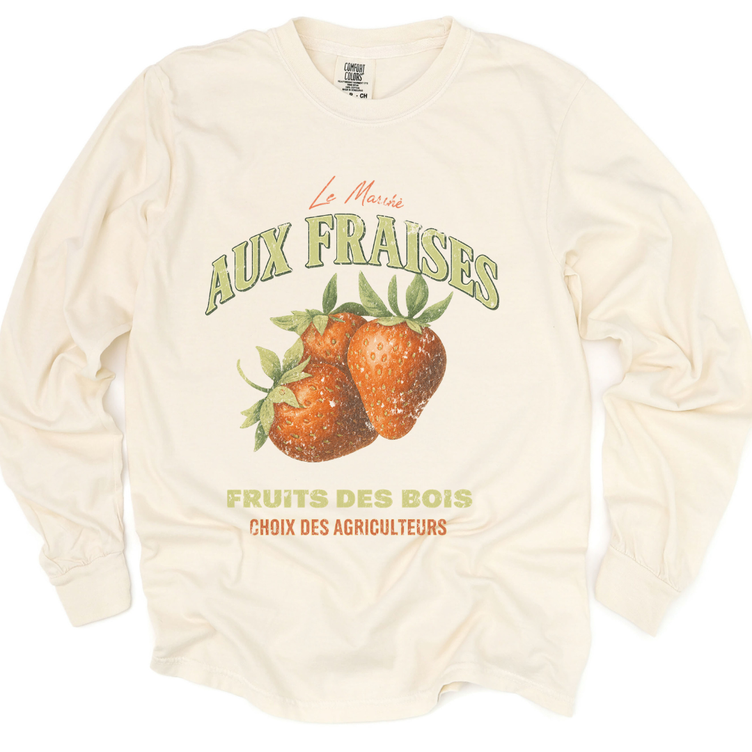 Aux Fraises - Comfort Colors Premium Long Sleeve T Shirt