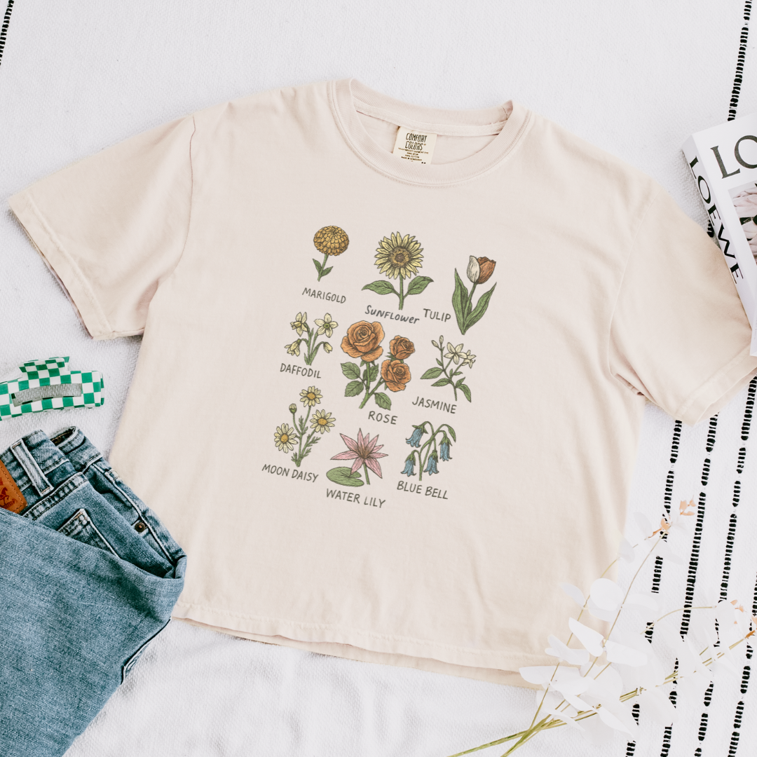 Botanical Sketchbook - Comfort Colors Boxy Cropped Tee