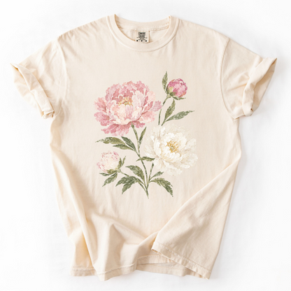 Painted Peonies -  Relaxed Fit Vintage Wash T Shirt