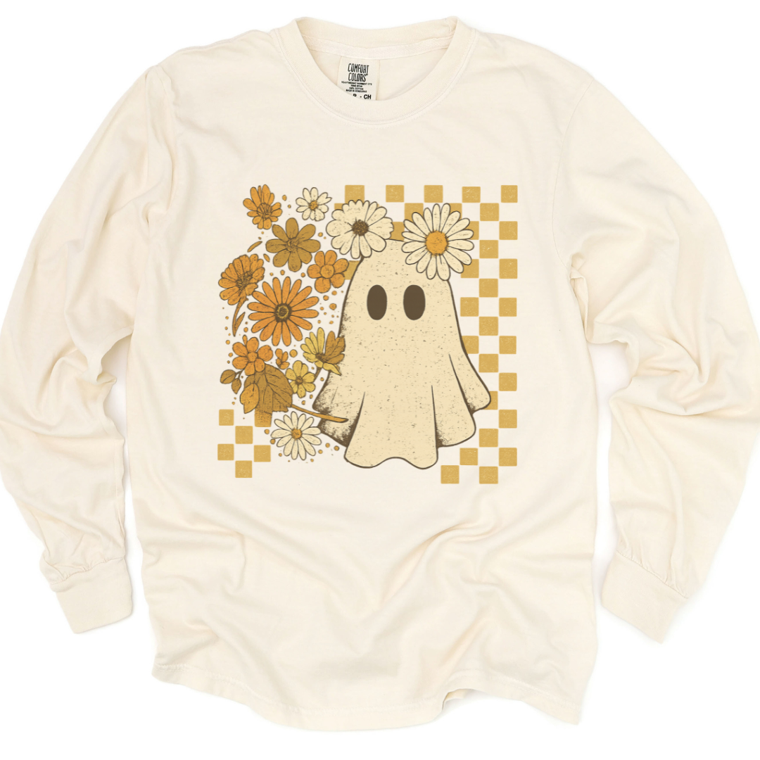 Floral Ghost - Comfort Colors Premium Long Sleeve T Shirt