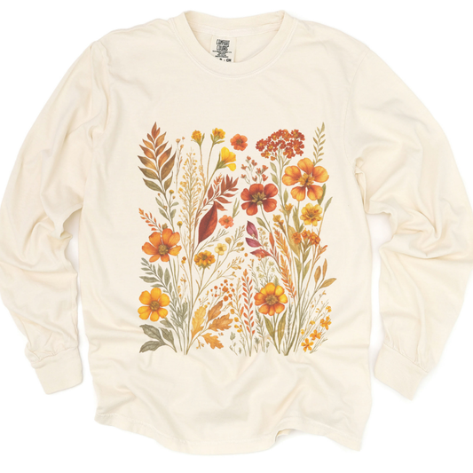 Autumn Floral - Comfort Colors Premium Long Sleeve T Shirt