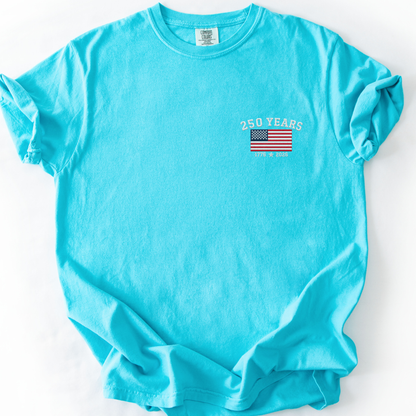 250 Years of Freedom Embroidery - Comfort Colors Relaxed Fit Premium T Shirt