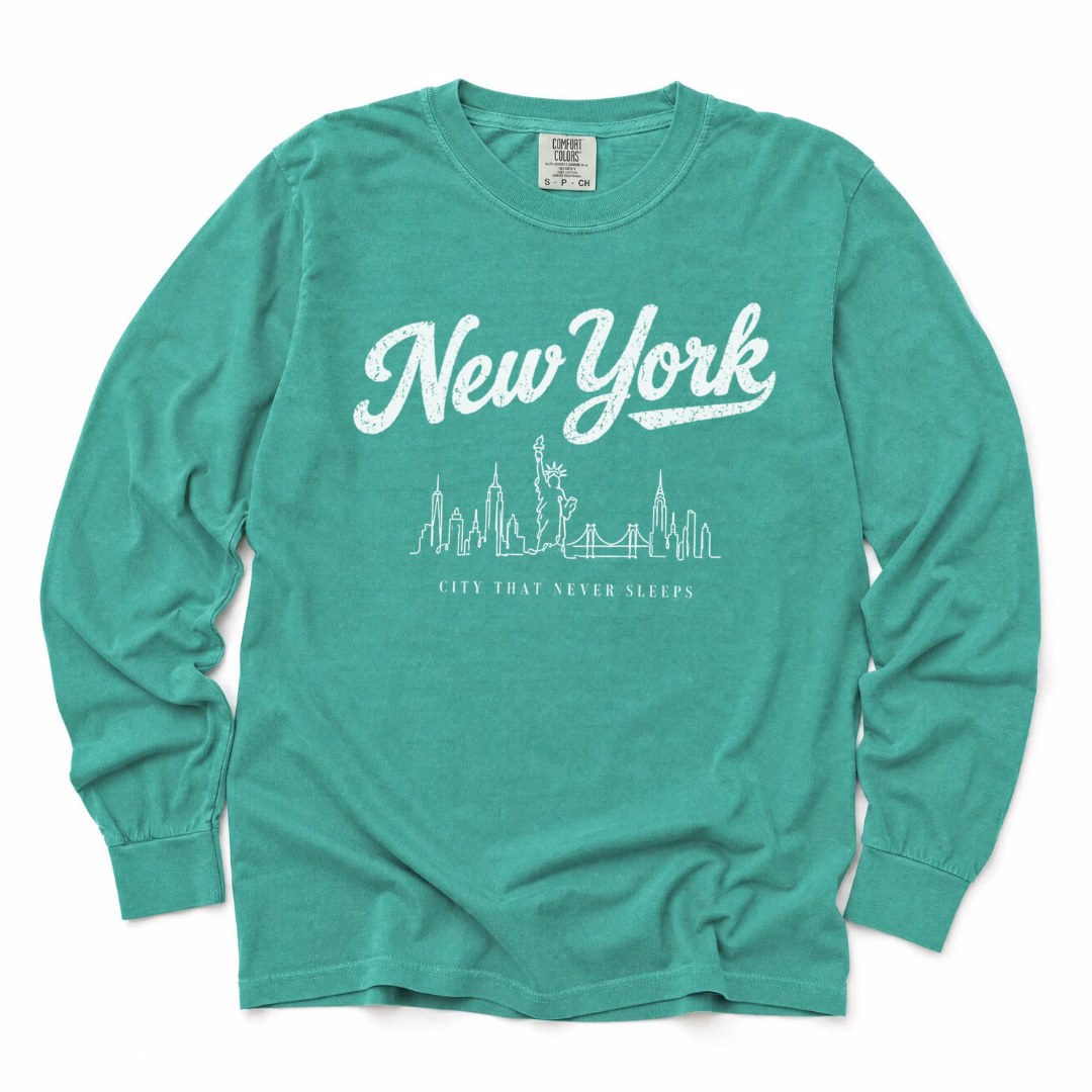 New York Skyline Doodle - Comfort Colors Long Sleeve Premium T Shirt