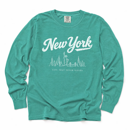 New York Skyline Doodle - Comfort Colors Long Sleeve Premium T Shirt