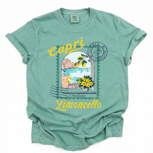 Limoncello in Capris Vintage Print -  Comfort Colors Relaxed Fit Premium T Shirt